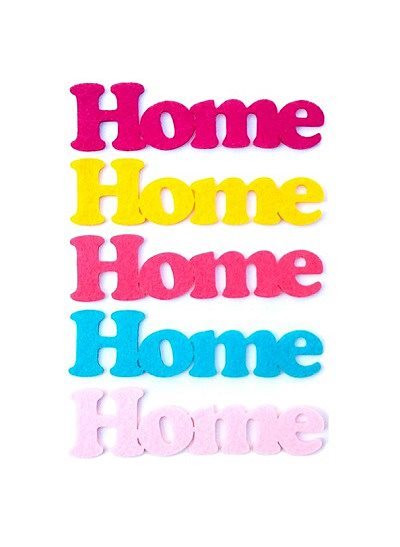 Set 5 figurine din fetru - Home, culori vioaie, 10.5 x 3 cm, W4976