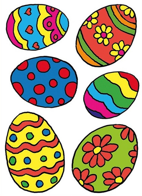 Sticker geam cu motive de Pasti - 6 oua colorate, 30 x 30 cm