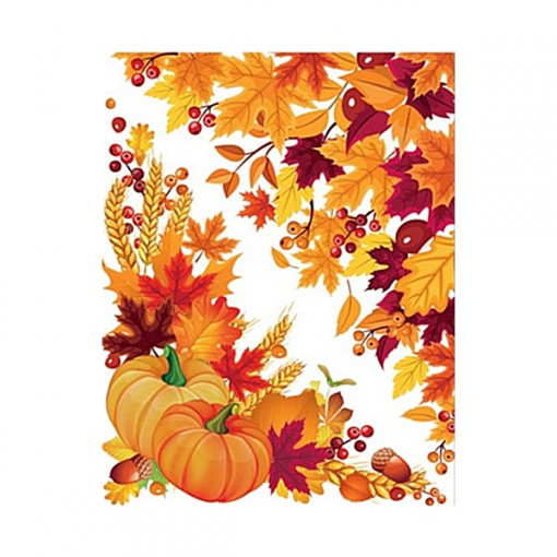 Sticker pentru colt geam cu motiv toamna - frunze si dovlecei, 42 x 30 cm