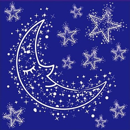 Sticker pentru geam, luna cu stele, 30 x 33 cm