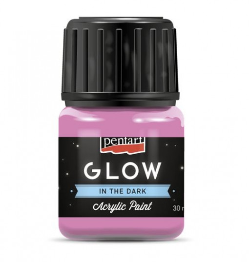 Vopsea acrilica fosforescenta GLOW in the dark Pentart 30ml - Pink