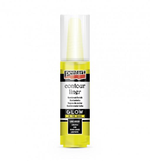 Vopsea contur universal fosforescent GLOW Pentart 20ml - Verde lime