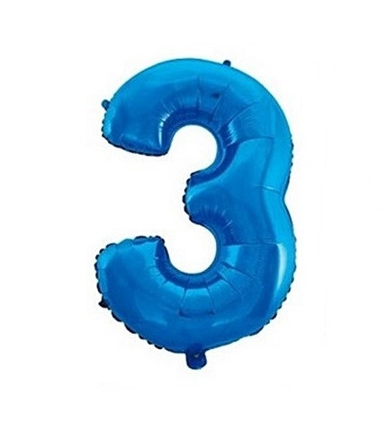 Baloane folie 32" (75cm) albastru - cifra 3