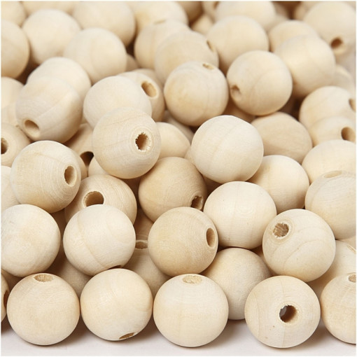 Set 100 bile din lemn natur, diametru 12 mm