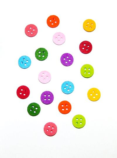 Set 18 figurine din fetru - nasturi rotunzi colorati, 2 cm