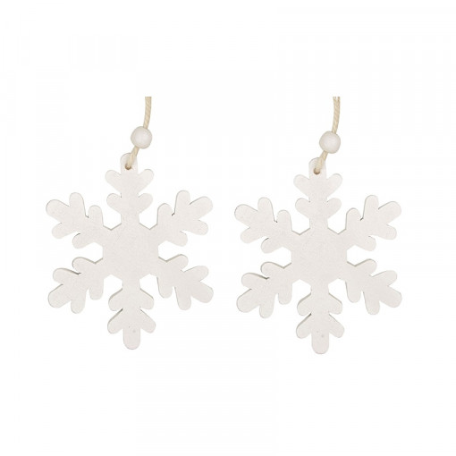 Set 2 fulgi albi, din lemn alb, gros, 9 cm