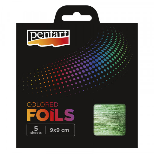 Set 5 folii decorative colorate Pentart - Verde, 9 x 9 cm