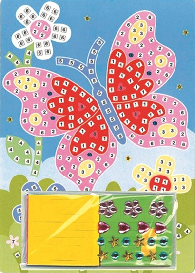 Set imagine mozaic cu patrate autoadezive - fluture, 23 x 16 cm