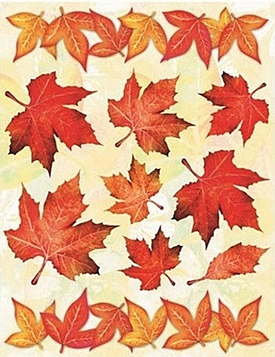 Sticker geam cu frunze de toamna - frunze de artar colorate, 30 x 42 cm