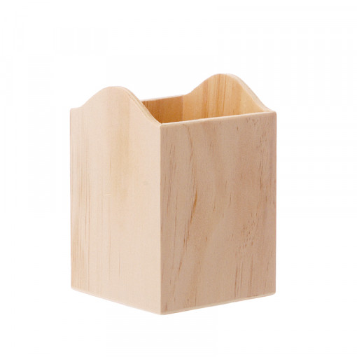 Suport instrumente de scris din lemn dreptunghiular, 11.5 x 8 x 8 cm