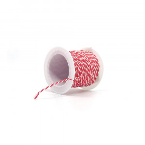 Sfoara bumbac 100% 1mm grosime 10m/rola - alb cu rosu