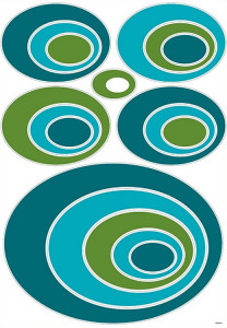 Sticker camera - ovale albastre si verzi, 70 x 42 cm