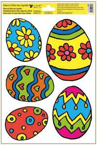 Sticker geam cu motive de Pasti - 5 oua colorate, 30 x 30 cm