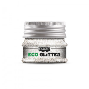 Eco glitter argintiu, dur - min. 15 g