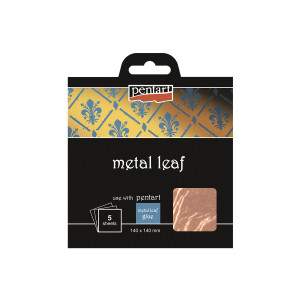 Set 5 foite fumurii metalizate Pentart - cupru, 14 x 14 cm