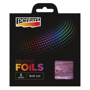 Set 5 folii decorative colorate Pentart - Pink, 9 x 9 cm