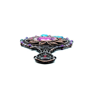 Set cadou decorativ piaptan cu oglinda, model trandafir