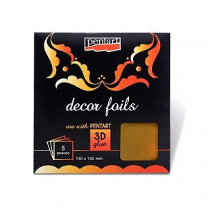 Set 5 folii decor metalizate Pentart - albastru, 14 x 14 cm