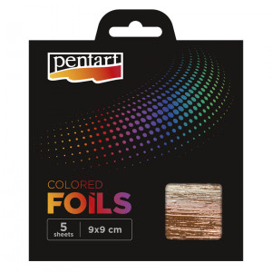 Set 5 folii decorative colorate Pentart - Trandafir auriu, 14 x 14 cm