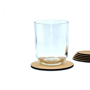 Set 6 suporturi pentru pahar din MDF - rotund, 9 cm