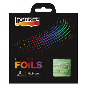 Set 5 folii decorative colorate Pentart - Verde, 9 x 9 cm