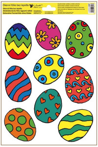 Sticker geam cu motive de Pasti - 9 oua colorate, 30 x 30 cm