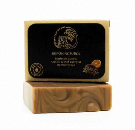 SĂPUN Lapte de Capră, Cacao & Ulei Esențial de Portocale 100 gr.