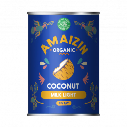 Lapte din nuci de cocos Light 9% Amaizin, BIO 400 ml