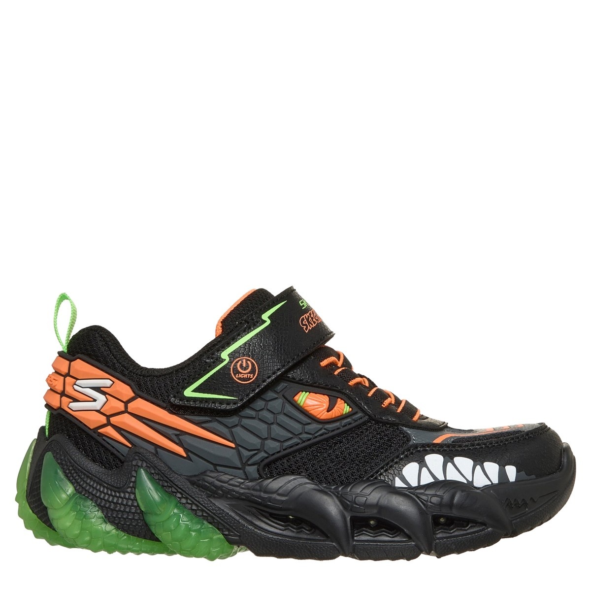 Pantofi sport băieți Skechers Skech-O-Saurus Lights 3.0 negri cu dinozaur
