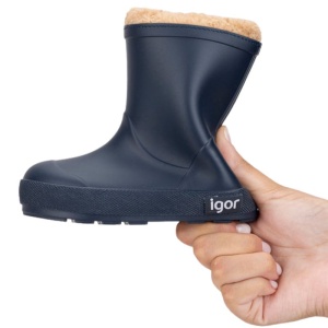 Cizme cauciuc imblanite barefoot baieti Yogi Borreguito Navy - Img 5