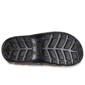 Cizme de ploaie pentru copii Crocs negre, cu imprimeu colorat cu personaje Disney și mânere integrate pentru încălțare ușoară