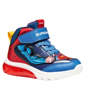 Ghete băieți cu luminițe Geox J Ciberdron Boy Blue Red — vedere în perspectivă