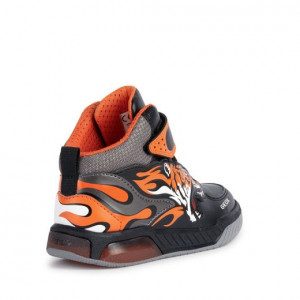 Geox Ghete Baieti J Inek B.C Black Orange incaltaminte copii bigstep