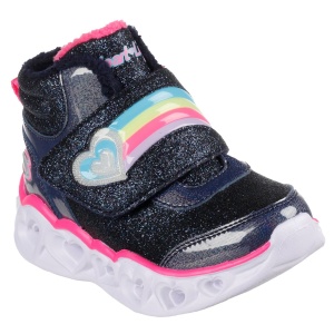 Ghete îmblănite fete Skechers Heart Lights Brilliant Rainbow Navy Pink - Img 2