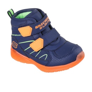 Skechers Ghete baieti Water Repelent Illumi Brights Splash Beams Navy Orange N incaltaminte copii bigstep