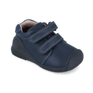 Pantofi primii pasi baieti Biomecanics 251120A culoare bleumarin, design clasic, talpa flexibila, anti alunecare, bleumarindin cauciuc, sustinere glezna si inchidere dubla cu scai