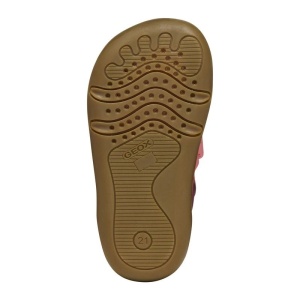 Pantofi barefoot Geox Steppieup Girl Dk Purple Dk Pink, culoarea pantofilor visiniu cu accente roz, talpă maro, flexibilă, inchidere reglabila cu scai dublu