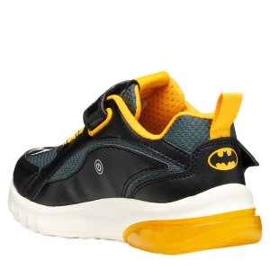 Pantofi sport băieți Geox J Ciberdron Boy Black Yellow — vedere din spate