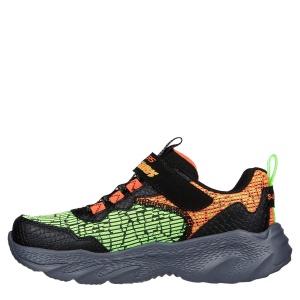 Pantofi sport băieți Skechers Dino Lights Black Orange — vedere din față