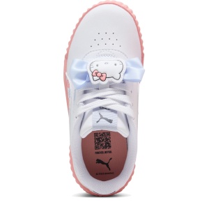 Pantofi sport fete Puma Carina 3.0 HK FR PS Whte Pink — vedere de sus și talpa