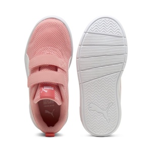 Pantofi sport fete Puma Courtflex V3 Mesh PS Pink 398085-07, culoare roz, inchidere dubla cu scai, talpa alba