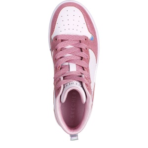 Pantofi sport fete Skechers Court High Shine Kicks White Pink - Img 4