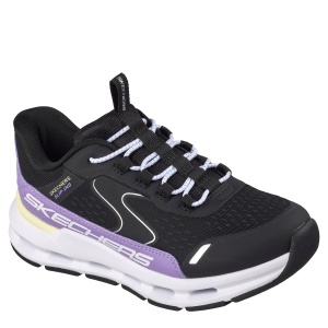 Pantofi sport fete Skechers Glide Step Vista Lane Black Purple — vedere în perspectivă