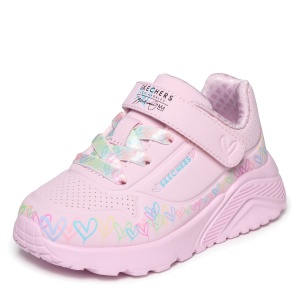 Pantofi sport fete Skechers Uno Lite Heart Craze Pink Multi — vedere laterală detaliată
