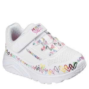 Pantofi sport fete Skechers Uno Lite Heart Craze White Multi mărimi 22-26 — vedere în perspectivă
