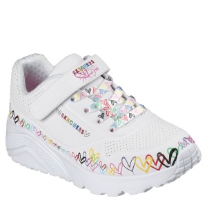 Pantofi sport fete Skechers Uno Lite Heart Craze White Multi mărimi 27-36 — vedere în perspectivă