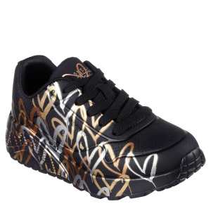 Pantofi sport fete Skechers Uno Lite Metallic Love Black Gold - Img 2