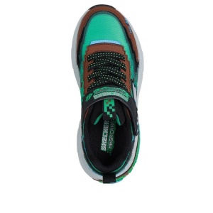 Pantofi sport baieti Skechers Mega Craft 4K Brown Green L, talpa anti alunecare din cauciuc, captuseala din material textil, exterior din material sintetic, inchidere reglabila cu scai, protectie varf