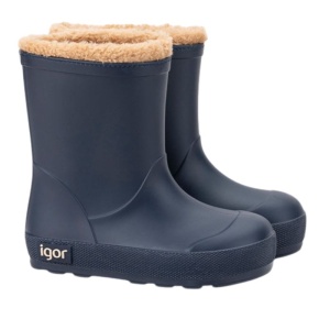 Cizme cauciuc imblanite barefoot baieti Yogi Borreguito Navy - Img 2