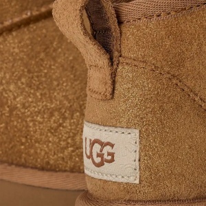 UGG Cizme imblanite fete Classic Ultra Mini Dazzle Chestnut încălțăminte copii bigstep